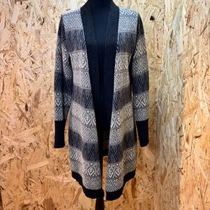 Geometric Pattern Wool Blend Cardigan - Ecletic Granpa - Cottagecore - Size L